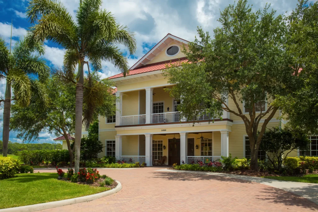 The Town Hall amenity clubhouse at Hampton Lakes at River Hall in Alva, Florida